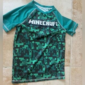 Size 7 Boys’ Green Black & White Minecraft Active Short Sleeve T-shirt
